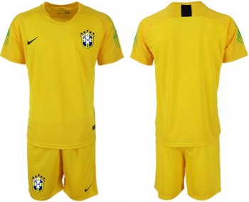 Brazil Blank Yellow Goalkeeper Soccer Country Jersey