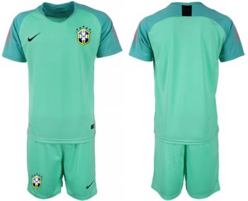 Brazil Blank Green Goalkeeper Soccer Country Jersey