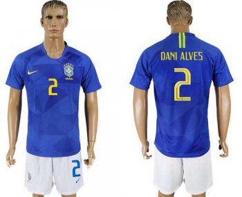 Brazil #2 Dani Alves Away Soccer Country Jersey