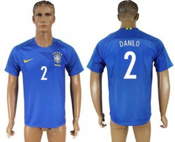 Brazil #2 Danilo Away Soccer Country Jersey