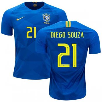 Brazil #21 Diego Souza Away Kid Soccer Country Jersey