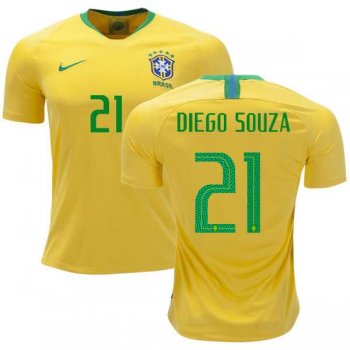 Brazil #21 Diego Souza Home Kid Soccer Country Jersey