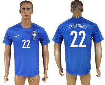 Brazil #22 Coutonho Away Soccer Country Jersey