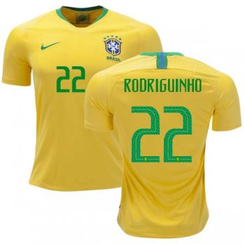 Brazil #22 Rodriguinho Home Kid Soccer Country Jersey