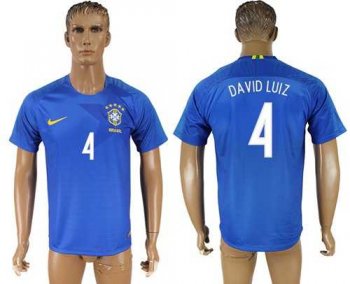 Brazil #4 David Luiz Away Soccer Country Jersey