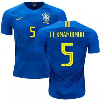 Brazil #5 Fernandinho Away Soccer Country Jersey