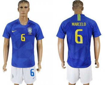 Brazil #6 Marcelo Away Soccer Country Jersey