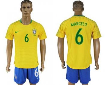 Brazil #6 Marcelo Home Soccer Country Jersey