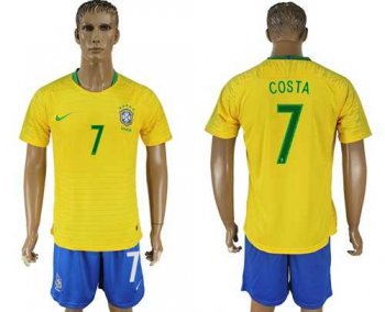 Brazil #7 Costa Home Soccer Country Jersey