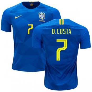 Brazil #7 D.Costa Away Kid Soccer Country Jersey