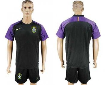 Brazil Blank Black Goalkeeper Soccer Country Jersey