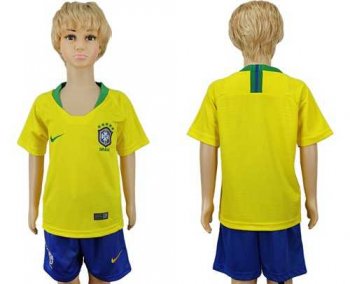 Brazil Blank Home Kid Soccer Country Jersey