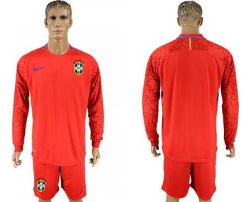 Brazil Blank Red Goalkeeper Long Sleeves Soccer Country Jersey