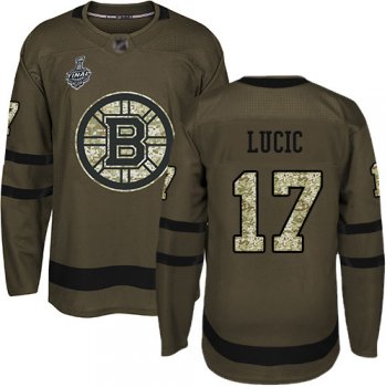 Bruins #17 Milan Lucic Green Salute to Service Stanley Cup Final Bound Stitched Hockey Jersey