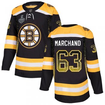 Bruins #63 Brad Marchand Black Home Authentic Drift Fashion Stanley Cup Final Bound Stitched Hockey Jersey