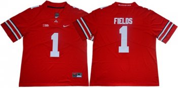 Buckeyes #1 Justin Fields Red Limited Stitched NCAA Jersey