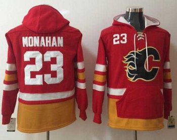 Calgary Flames #23 Sean Monahan Red Name & Number Pullover NHL Hoodie