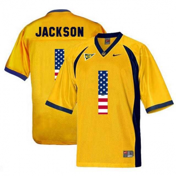 California Golden Bears #1 DeSean Jackson Gold USA Flag College Football Jersey