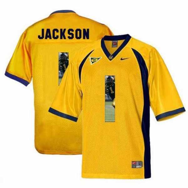 California Golden Bears #1 DeSean Jackson Gold With Portrait Print College Football Jersey2