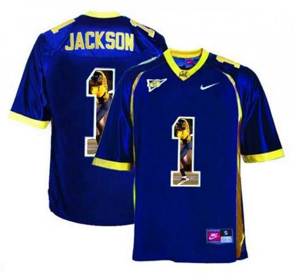 California Golden Bears #1 DeSean Jackson Navy With Portrait Print College Football Jersey