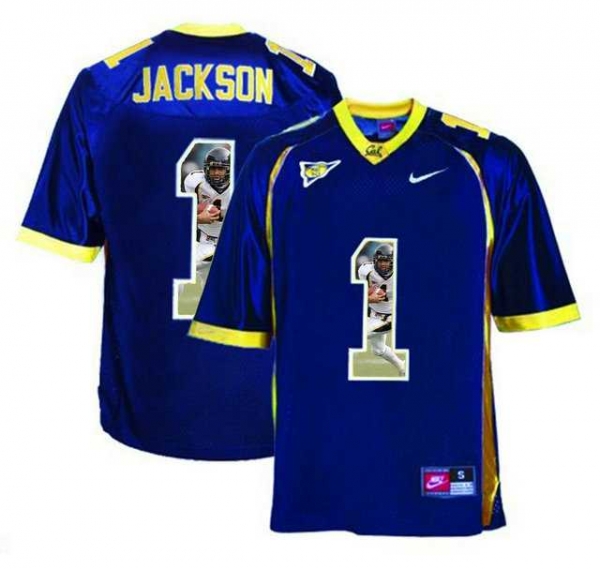 California Golden Bears #1 DeSean Jackson Navy With Portrait Print College Football Jersey2