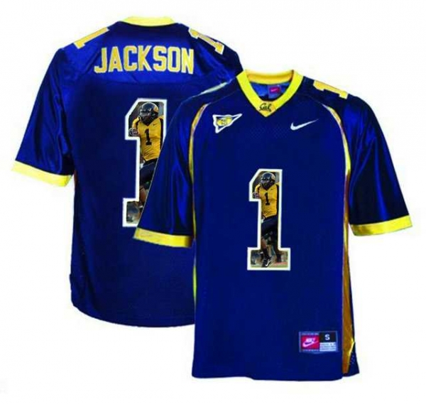 California Golden Bears #1 DeSean Jackson Navy With Portrait Print College Football Jersey3