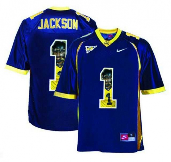 California Golden Bears #1 DeSean Jackson Navy With Portrait Print College Football Jersey4