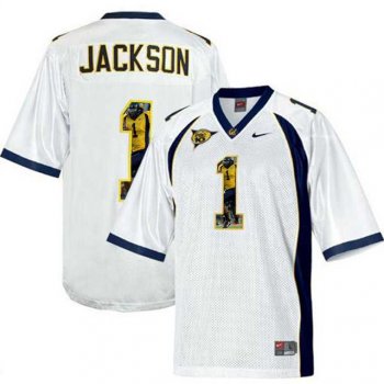 California Golden Bears #1 DeSean Jackson White With Portrait Print College Football Jersey