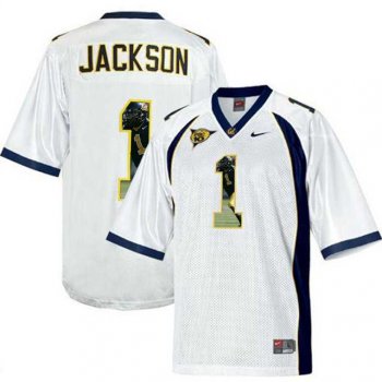 California Golden Bears #1 DeSean Jackson White With Portrait Print College Football Jersey2