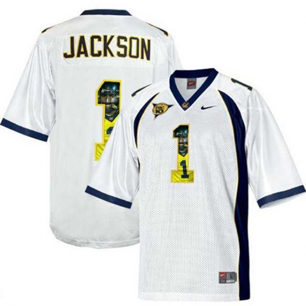 California Golden Bears #1 DeSean Jackson White With Portrait Print College Football Jersey3