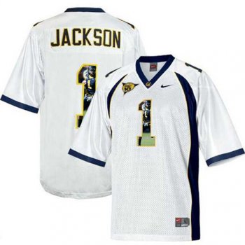 California Golden Bears #1 DeSean Jackson White With Portrait Print College Football Jersey4