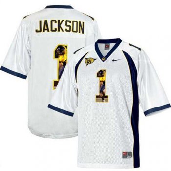 California Golden Bears #1 DeSean Jackson White With Portrait Print College Football Jersey5