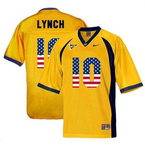 California Golden Bears #10 Marshawn Lynch Gold USA Flag College Football Jersey