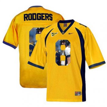 California Golden Bears #8 Aaron Rodgers Gold With Portrait Print College Football Jersey4