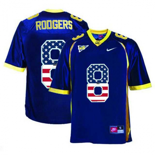 California Golden Bears #8 Aaron Rodgers Navy USA Flag College Football Jersey