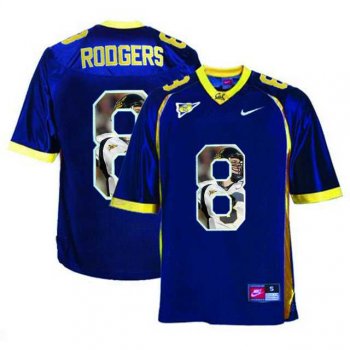 California Golden Bears #8 Aaron Rodgers Navy With Portrait Print College Football Jersey