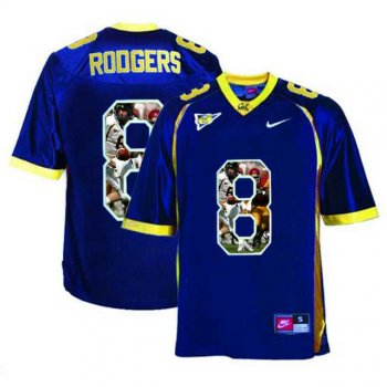 California Golden Bears #8 Aaron Rodgers Navy With Portrait Print College Football Jersey2