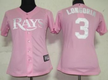 Cheap Women Tampa Bay Rays 3 Longoria Pink MLB Jersey