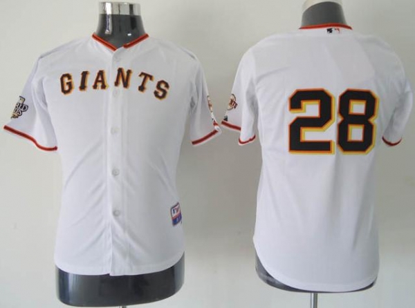 Kids San Francisco Giants 28 Posey 2010 World Series White Jersey Cheap