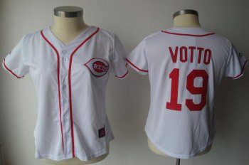 Cheap Women Cincinnati Reds 19 Joey Votto White Jersey