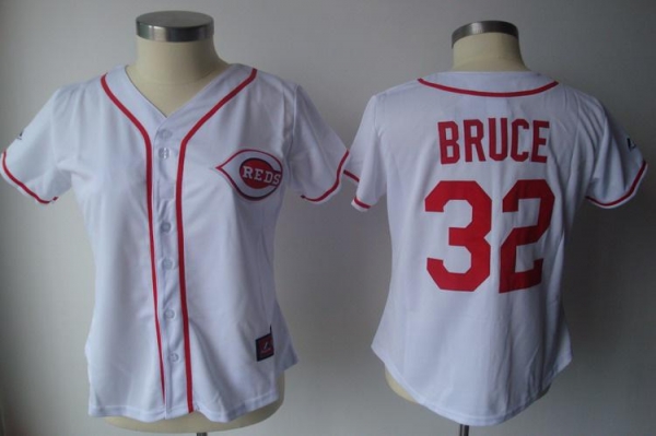 Cheap Women Cincinnati Reds 32 Bruce White Jersey