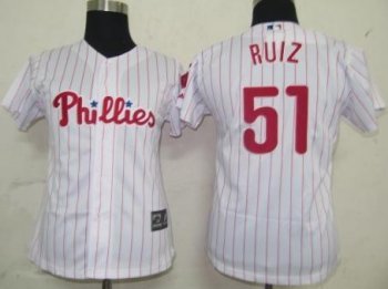 Cheap Women Philadephia Phillis 51 Ruiz White Red Strip Jersey