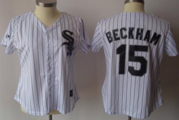 Cheap Women Chicago White Sox 15 Gordon Beckham White(Black Strip)Jersey