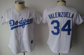 Cheap Women Los Angeles Dodgers 34 Valenzuela White Jersey