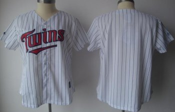 Cheap Women Minnesota Twins Blank White(Blue Strip)Jersey