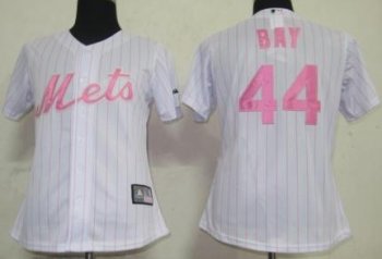 Cheap Women New York Mets 44 BAY White(Pink Strip)MLB Jersey