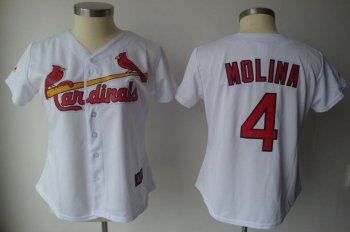 Cheap Women St.Louis Cardinals 4 Yadier Molina White Jersey