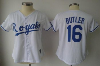 Cheap Women Kansas City Royals 16 Butler White Jersey