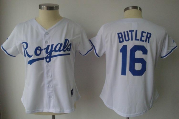 Cheap Women Kansas City Royals 16 Butler White Jersey