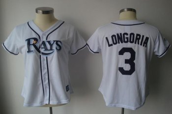 Cheap Women Tampa Bay Rays 3 Longoria White MLB Jersey